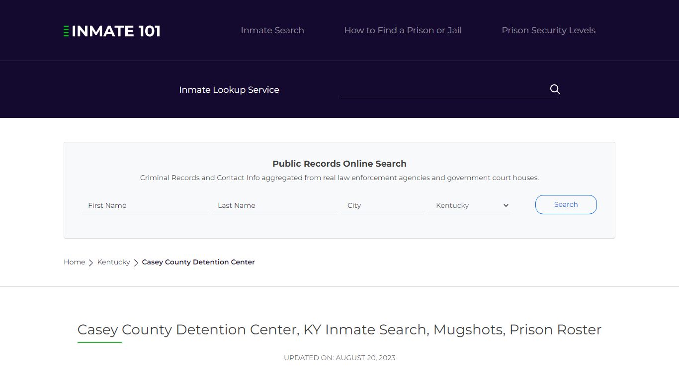 Casey County Detention Center, KY Inmate Search, Mugshots, Prison ...
